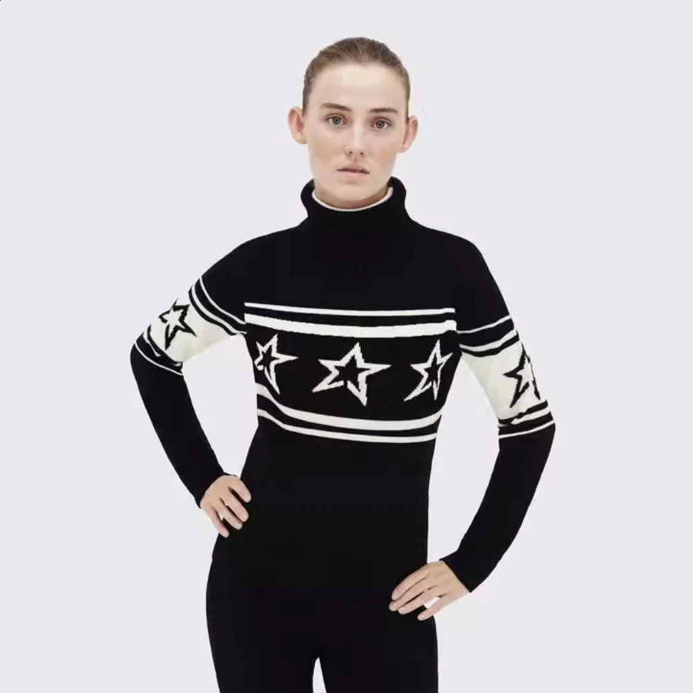 American autumn and winter cross-border slim star printing turtle neck fashion elegant wind foreign trade wholesale 250120