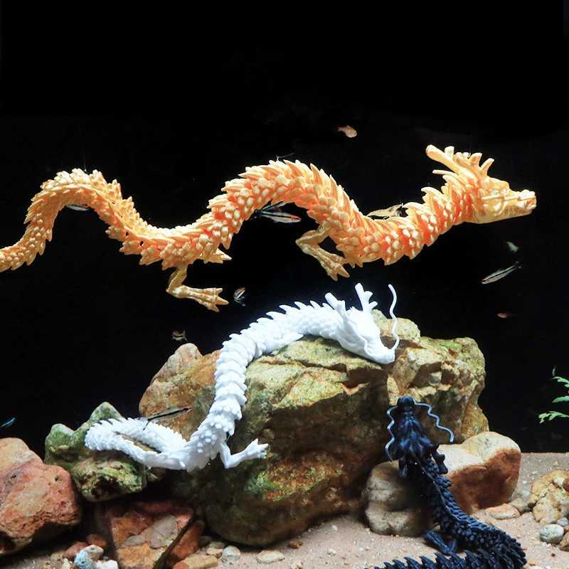 3D Printed Conjoined Dragon Ornaments Movable Creative Dragon Plants rockery Fish Tank Landscaping Decoration 30cm Z250118