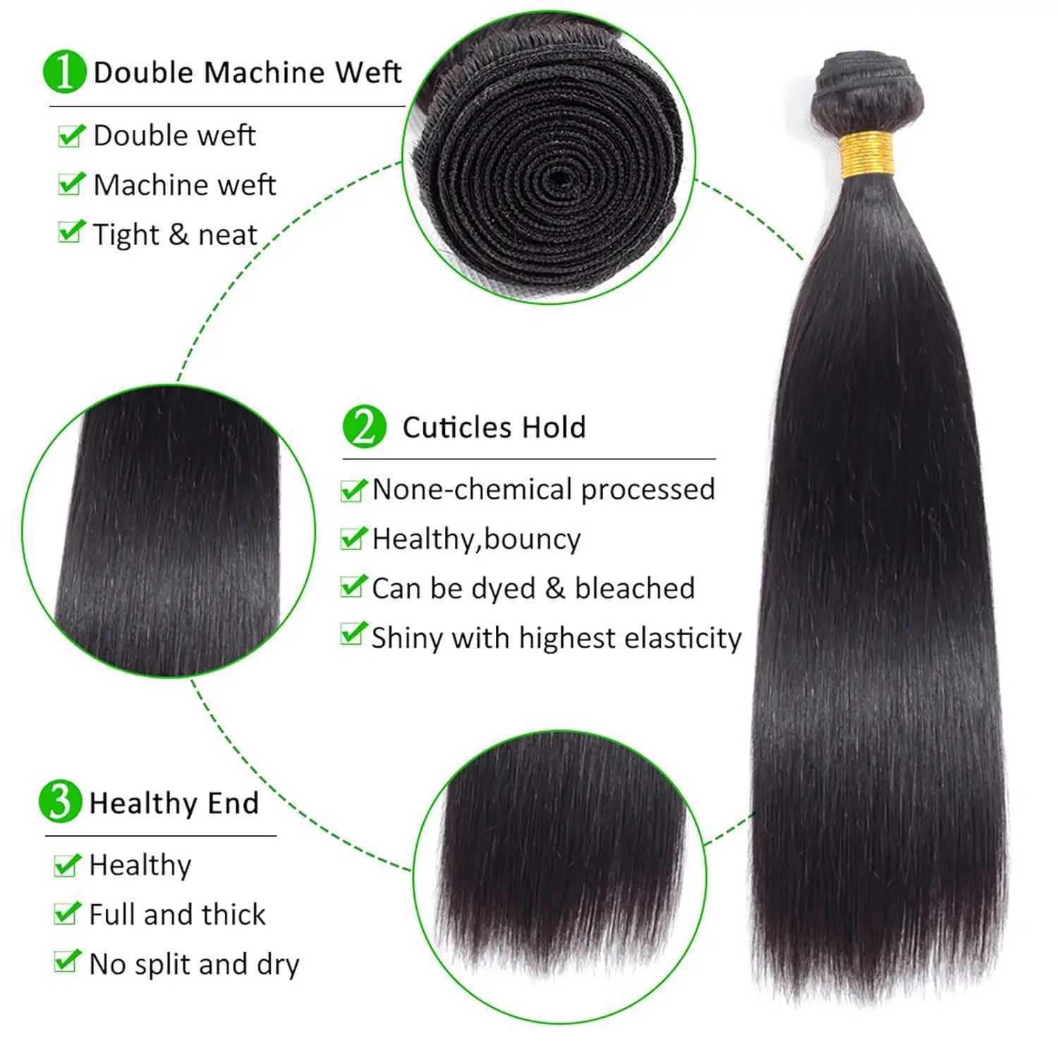 Straight Bundles and Clo Brazilian Human Hair 3 Bundles with 4x4 Transparent Lace Clo Pre Plucked Natural Color #1BXJ250120
