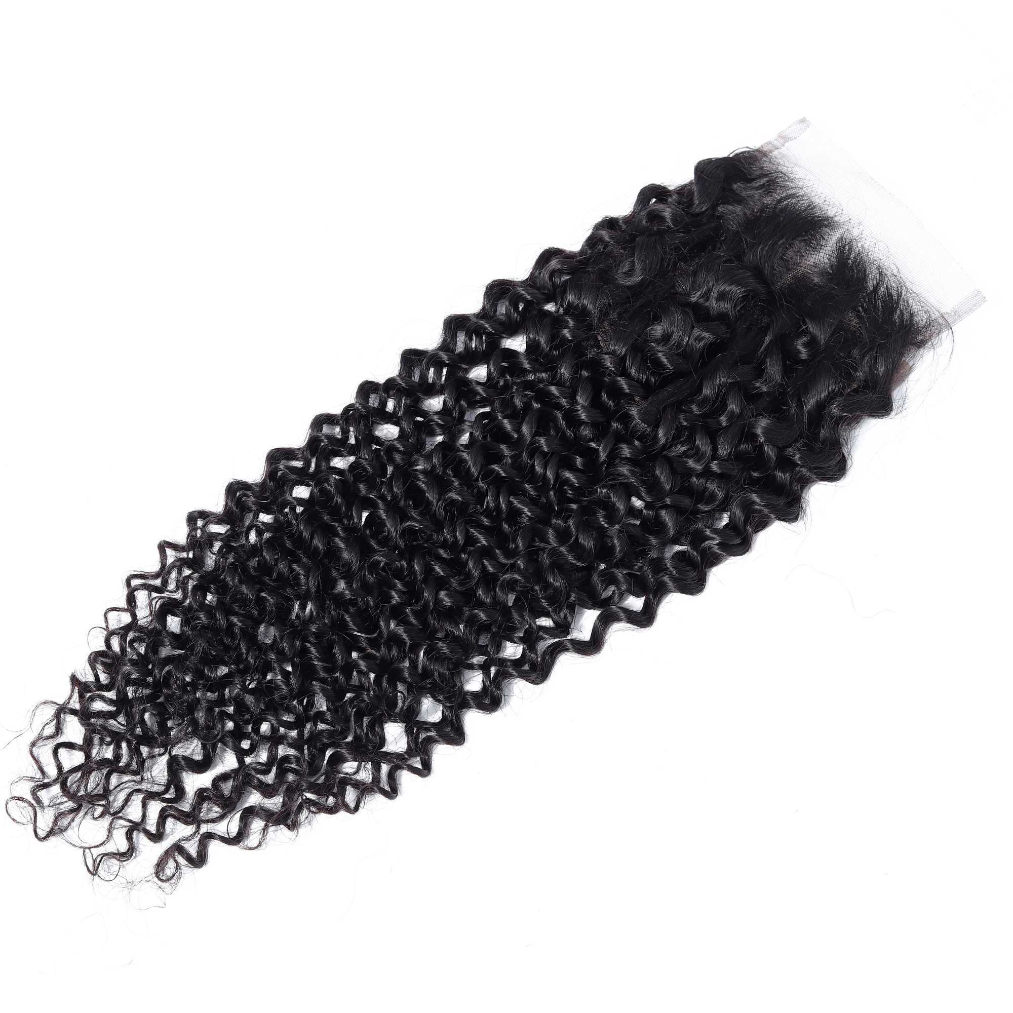 Aircabin 4x4 Kinky Curly Lace Clo Natural Color Real Hair Swiss Transparent Lace Remy Human Hair Curly Lace Clo OnlyXJ250120