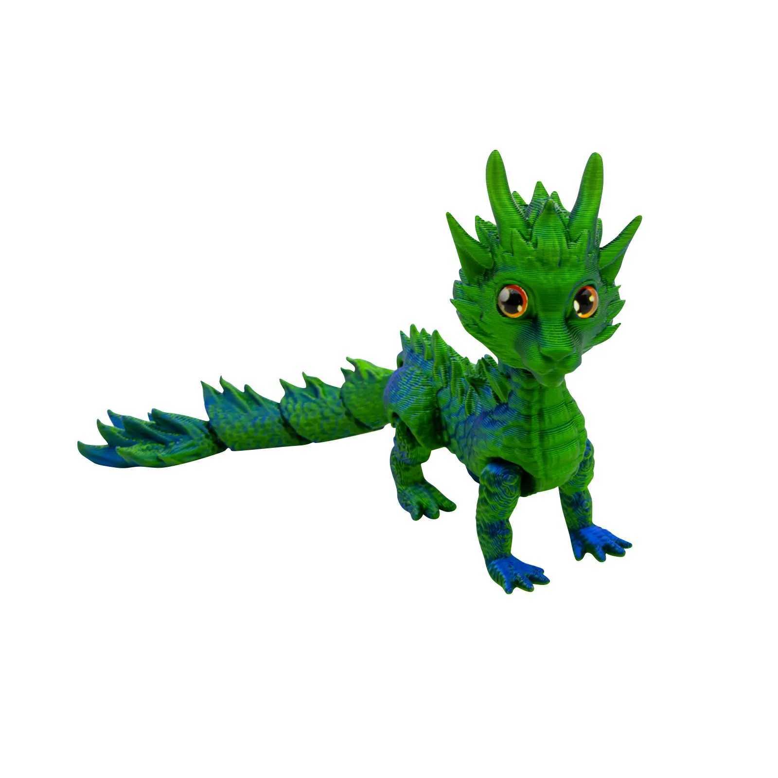 3D Printed Rotatable Articulated Dragons Western Sle Crystal Dragon Home Office Desktop CraftS Ornament Creative Gifts Free shipping