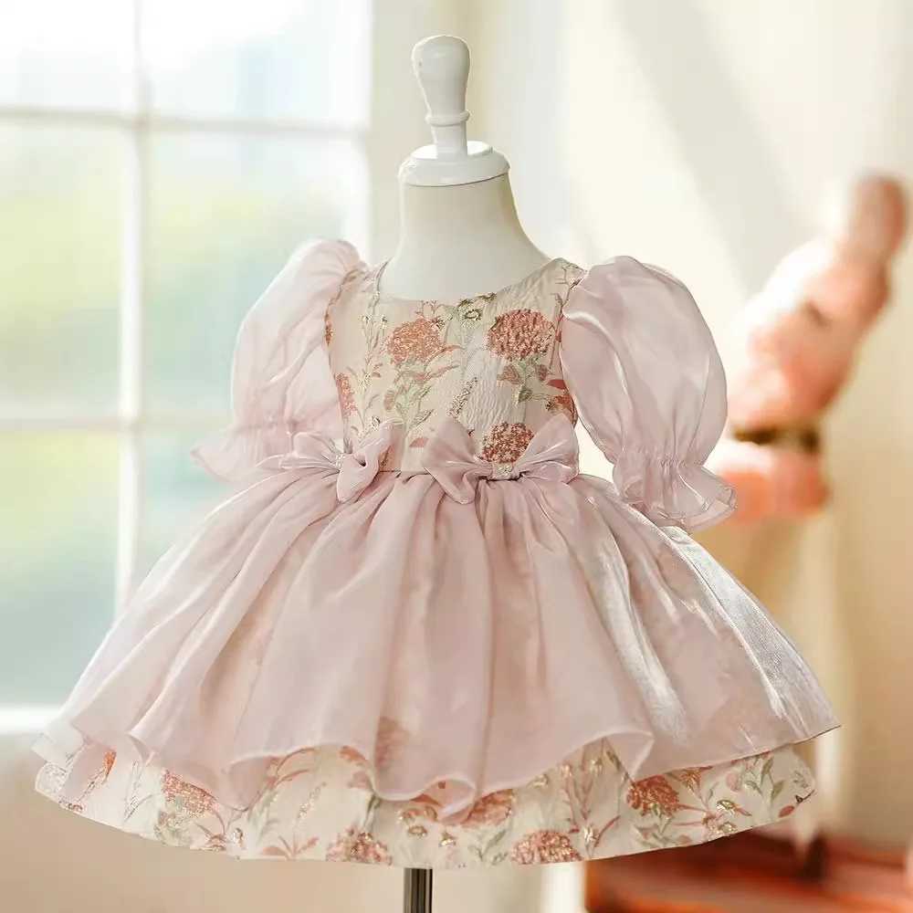 2024 Quality Flower Girls Dress Wedding Birthday Dress Big bow First Communion Dresses for Girls Baptism Party Dresses X250203