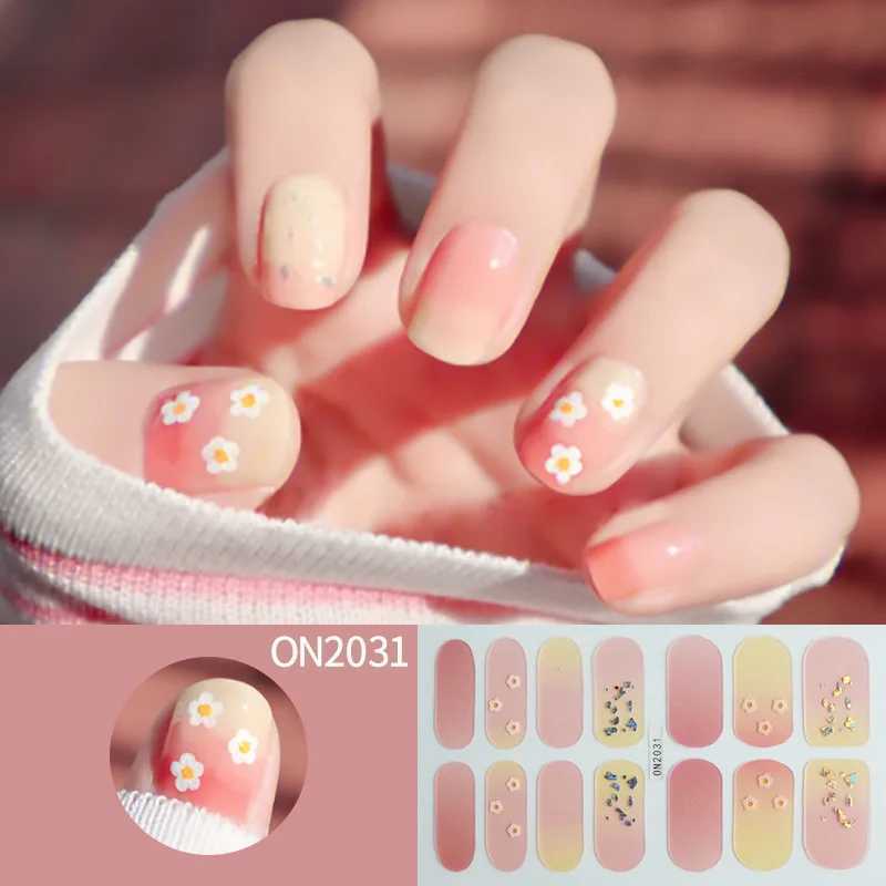 14Tips DIY Gel Nail Stickers Glittering Simple Long-Lasting Nail Strips Patch Slider Sticker Full Cover Decal Nail ManicureXJ250120