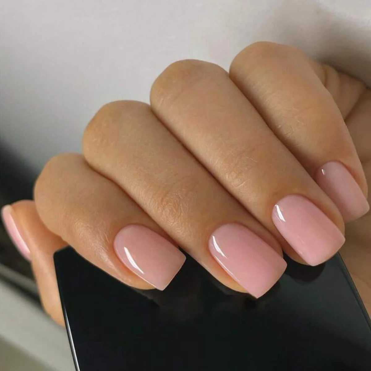 24Pcs/Set Women Girls Short French Milky Gray Trendy Versatile Full Coverage Wearable Fake Nail Press on Nail ArtW250120
