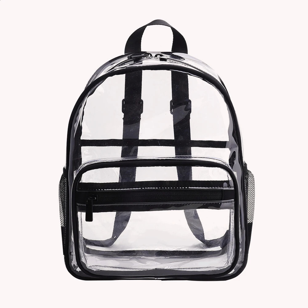 PVC Clear Shoulder Backpacks Top-Handle College Student Waterproof Rucksack 250122