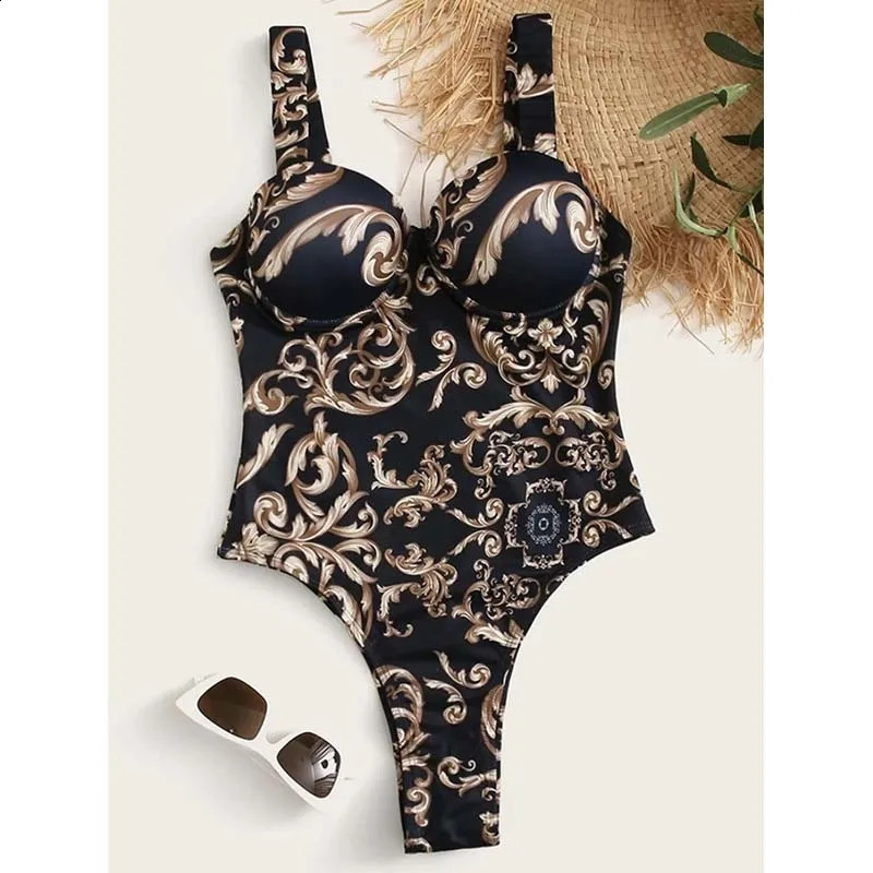 Summer Sexy Print One Piece Swimsuit Closed Female Swimwear Push Up Body Womens Swim Wear Bathing Suit Beach Pool Bather 250109
