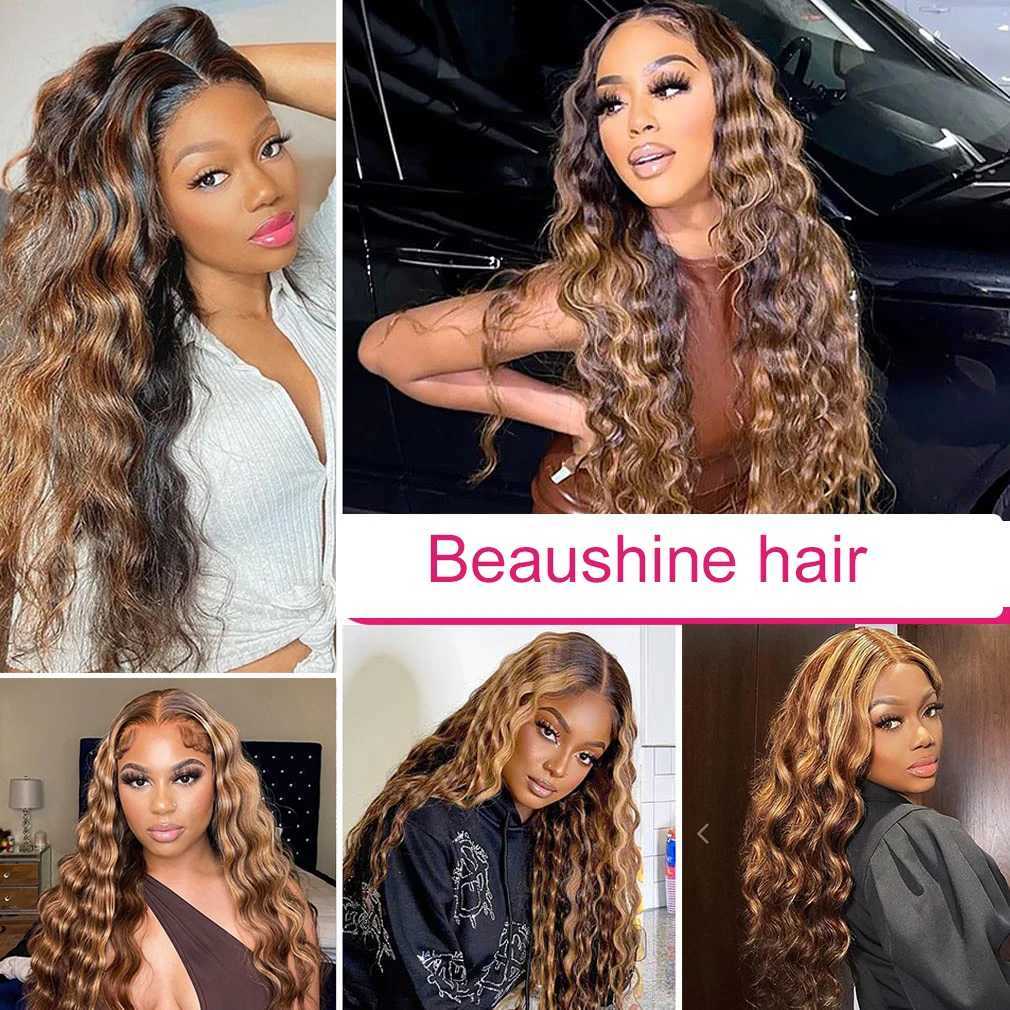 4/27 Loose Deep Wave Bundles With Clo Highlight Deep Wave Human Hair With 4x4 Clo Remy Hair ExtensionsXJ250120