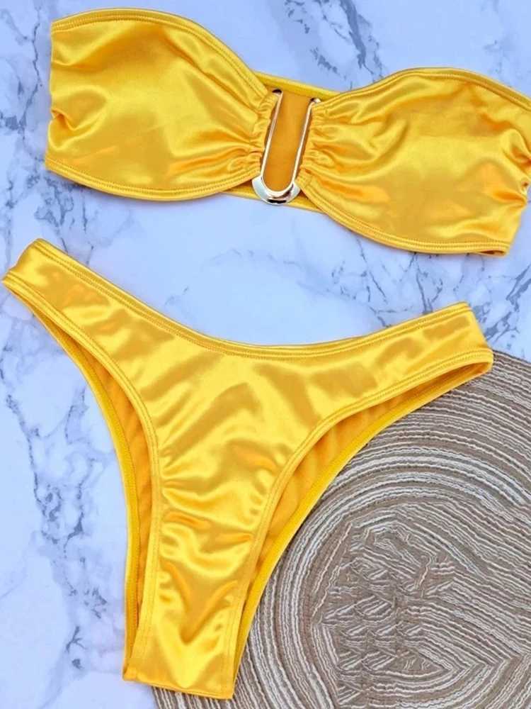 OIINAA Bathing Suit Women Sexy Solid U Shaped Swimwear Strapless Bikini Set Beachwear Fe Two-pieces Summer Swimsuit BiquinisXJ250120