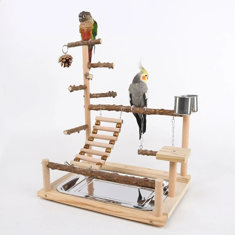 sale Bird Swing Toy Wooden Parrot Perch Stand Playstand With Chewing Beads Cage Playground Bird Swing Toy Wooden Parrot Perch 250121