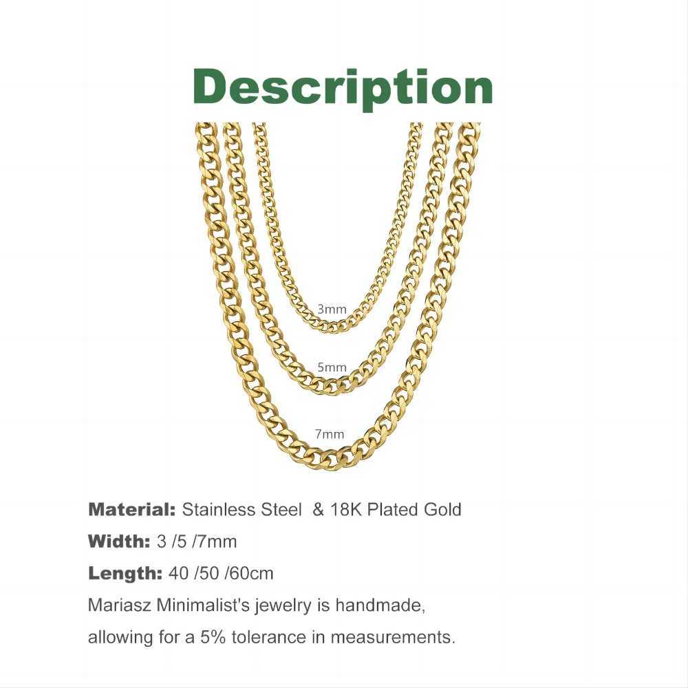 3/5/7mm Stainless Steel Punk Cuban Chains Necklace for Men Women Gold Silver Color Choker Metal Collar Jewelry Fashion GiftXJ250121