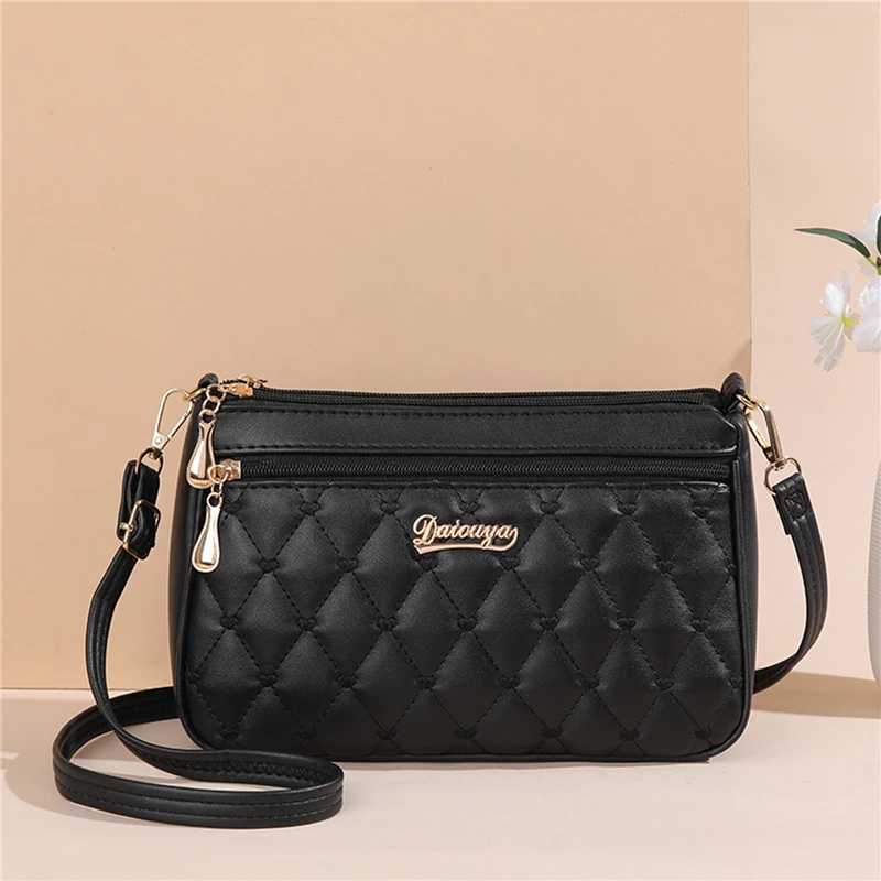 PU Leather Crossbody Bags Zipper New Fi Shoulder Bag for Women Large Capacity Embroidery Thread Small Purse and HandbagsXJ250121