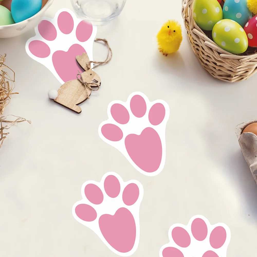 24pcs Rabbit Footprints Sticker Floor Stickers Decals Easter Bunny Feet Decal Window Clings PVC Ceiling ral Free shipping