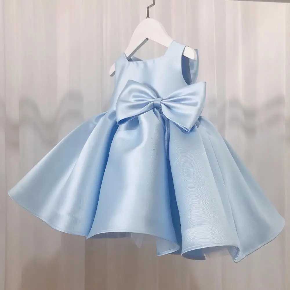 Newborn bead pleated Tutu baby girl dress blue lace party birthday princess dress baby baptism party evening dress summer ball dress X250203