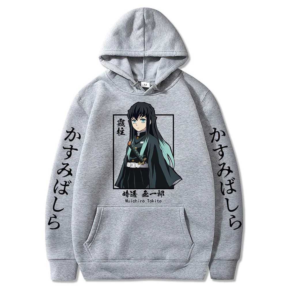 2024New Anime Demon Slayer Muichiro Tokito Graphic Hoodies Pullover Harajuku Streetwear Cartoon Casual oversized man SweatshirtXJ2500118