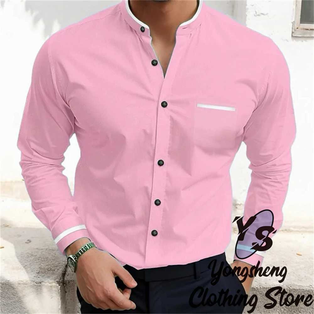 Mens Long Sleeve Shirts Plain Shirts Fashionable High Quality Mens Tops Blue White Pink Green Red Extra Large Size ClothingXJ250121