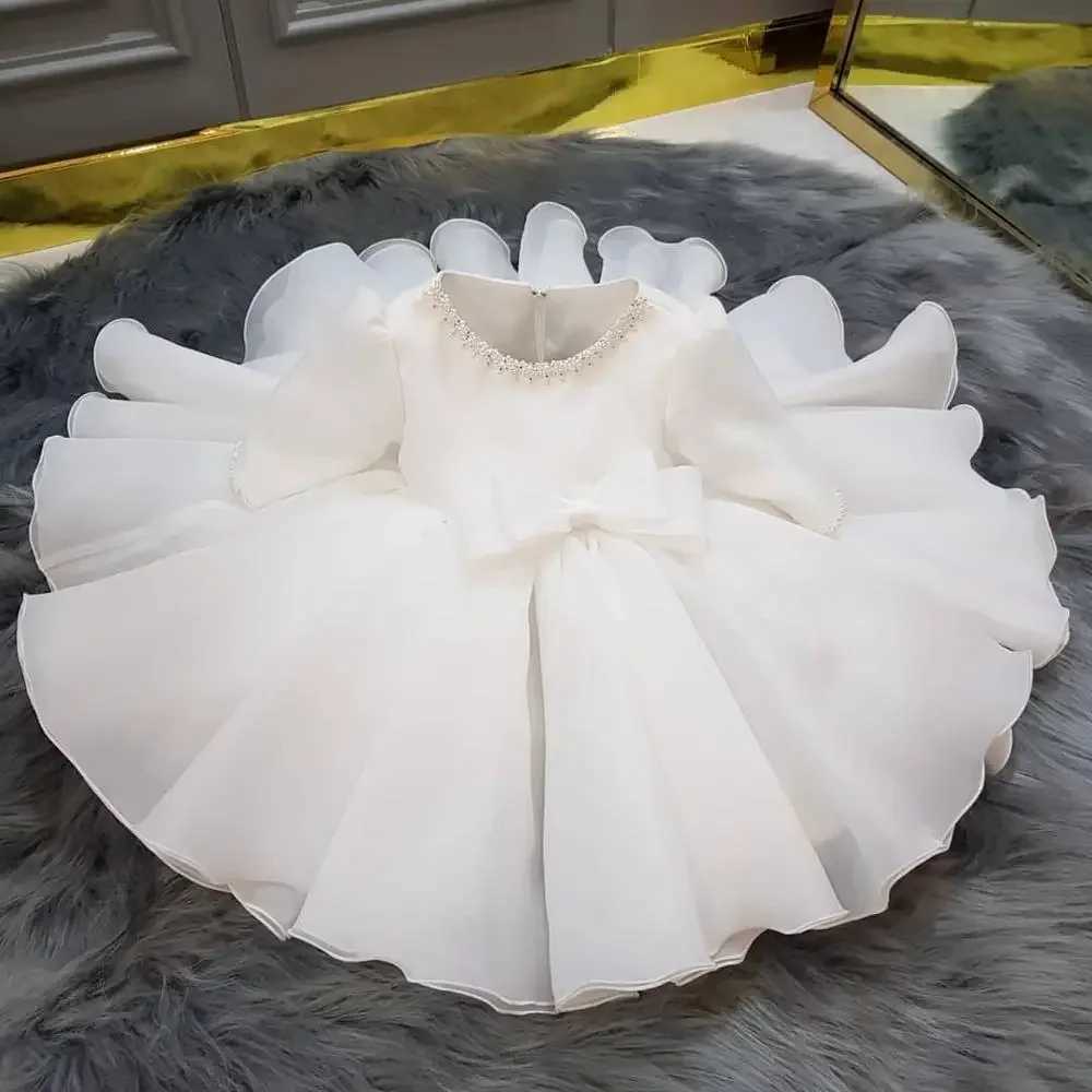 Long Sleeve Baby Girl Dresses Baptism Clothing 1 Year Birthday Party Toddler Christening Gown Infant Newborn Girl Pageant Dress X250203