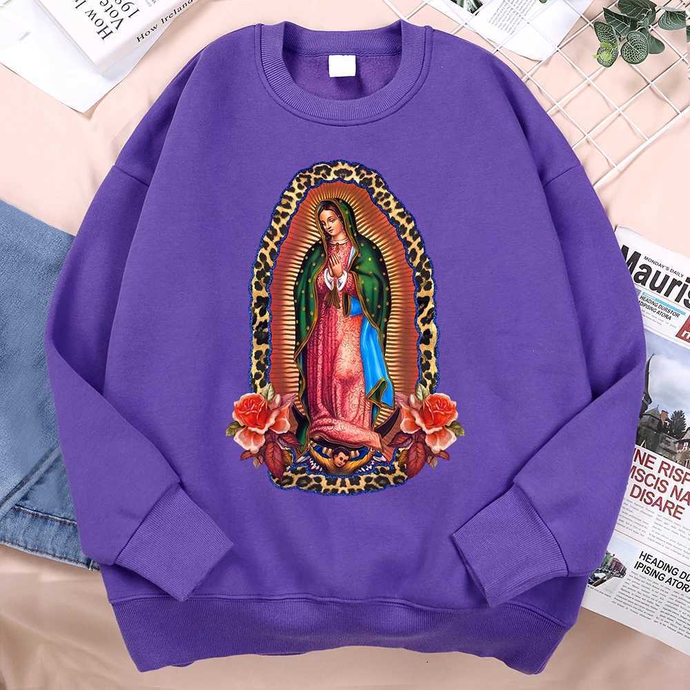 Nuestra Seora De Guadalupe Sweatshirts Mens Creativity Loose Hoodie Cartoon Fleece Hoody Clothing Casual O-Neck Hoodie PulloverXJ2500118