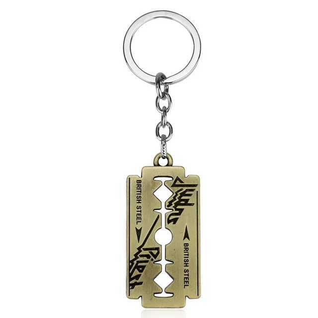 Hip Hop Rock Band Judas Priest Blade Razor Shape Pendant Necklace Long Chain Men Metal NecklaceXJ250121