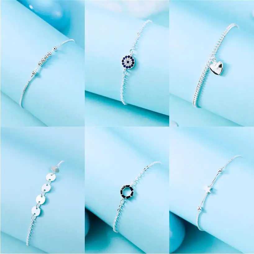 Thick Sterling Silver Color Anklets for Women Foot Leg Chain Link Eyes Bracelet Beach Fashion Accories Jewelry for FemaleXJ250121