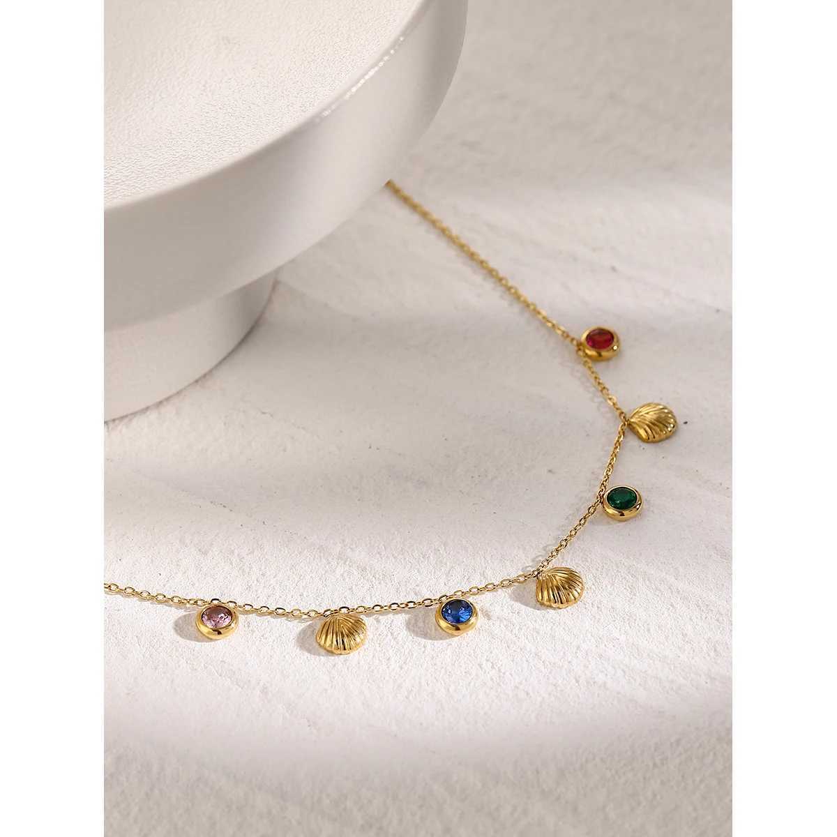 Uworld Colorful Shiny Cubic Zirconia Shell Stainl Steel Summer Anklet Fashion Tren Foot Chain Jewelry for Women XJ250121