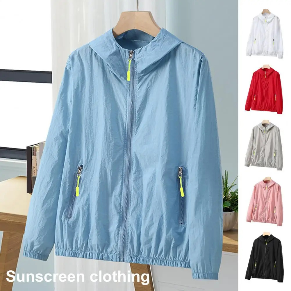 Mens and womens sun jacket waterproof quick drying windproof cover fishing hunting suit full zipper side pocket 250122