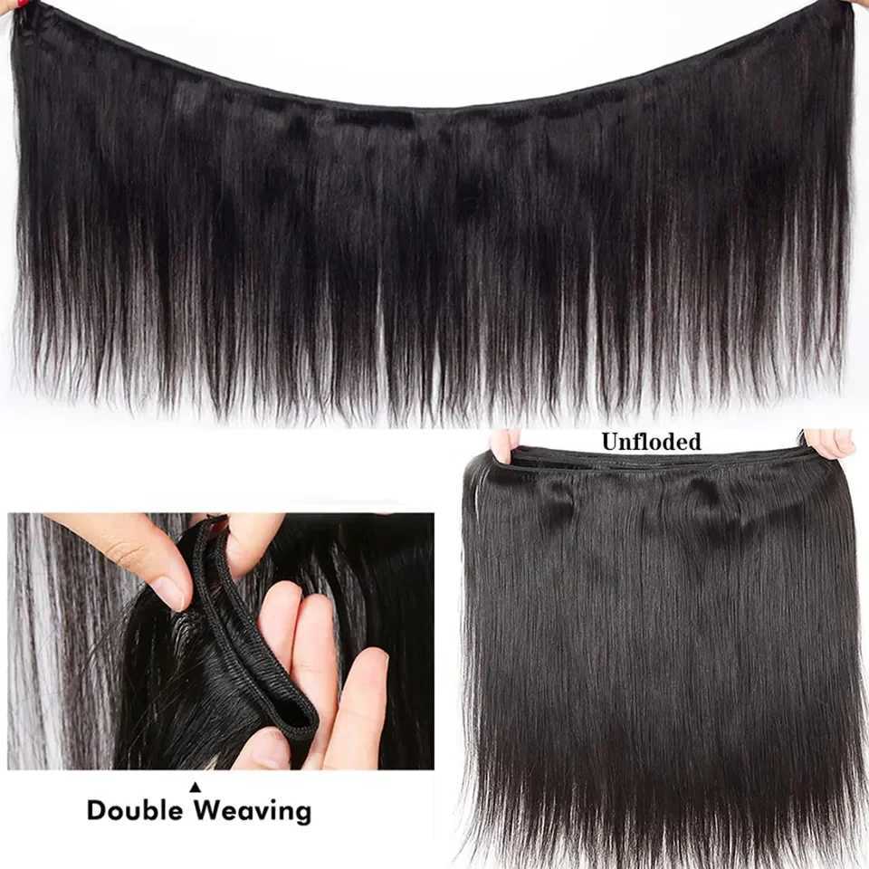 Silkly Straight Human Hair Bundles With 13x4 HD Lace Frontal Brazilian Weaving 3 Bundles With Clos for Women ExtensionsXJ250120