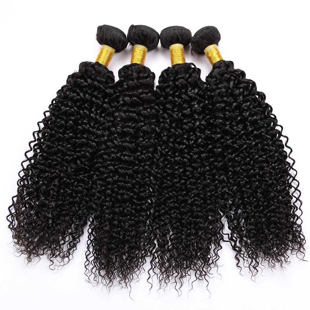 Kinky Curly Bundles with Frontal Brazilian Hair 3/4 Bundles 13x4 Lace Kinky Curly Virgin Hair with Baby Hair for Black WomenXJ250120