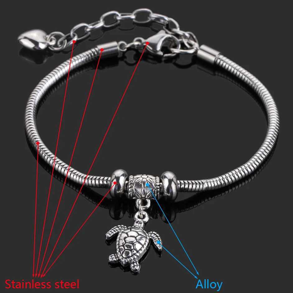 Cute Stainless Steel Bracelet Hand Women Sea Animal Turtle Gift Friend Original Gifts Jewelry W250121