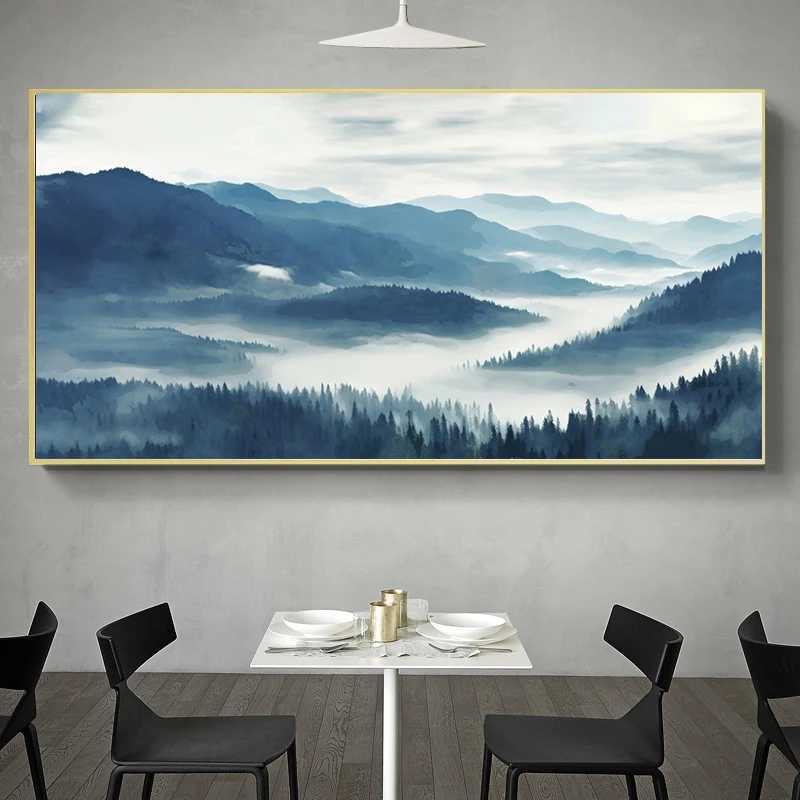 Blue Green Ridge Mountains National Park Forest Poster Print Watercolor Wall Art Travel Canvas Painting Home Decor CuadrosXJ250116