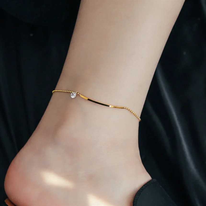 316L Stainl Steel Pearl Heart Shed Green Zircon Eyes Anklets Ladies Fashion Trend High Jewelry Beach Accories B436XJ250121