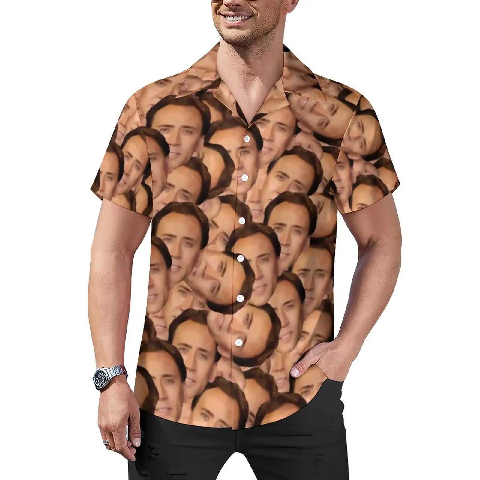Nicolas Cage 3D Printed Lapel Men Shirt Man/Women Casual Fashion Short Sleeves Shirts Button Streetwear Oversized Unisex ClothesXJ250121