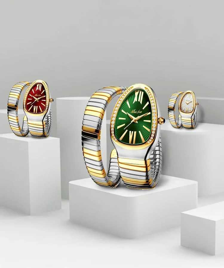 Classic Snake Shape Watch For Wen Gold Silver Scale Bracelet Wens Watches Bling Diamonds Quartz Ladies Wristwatch X250203
