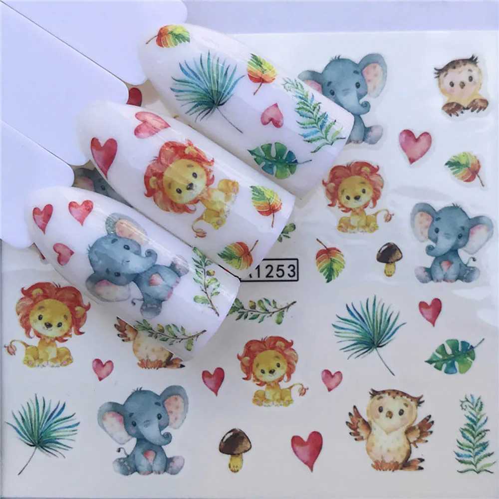 Spring Nail Stickers Water Stickers For Nails Sliders Nail Sticker Art Decal Winter Cute Fox Transfer Cake Small Fresh PlumXJ250120