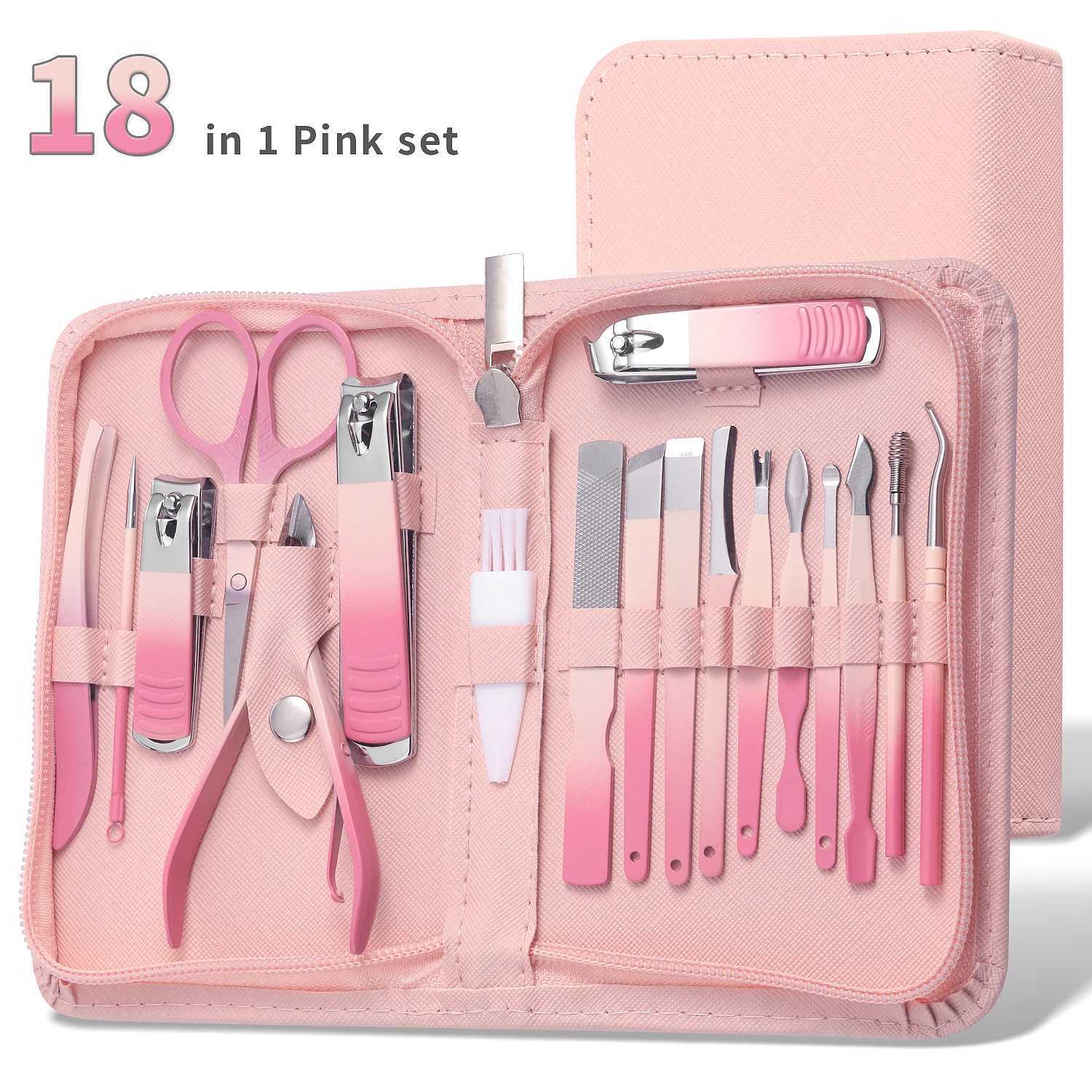 9/18Pcs Multi-Functional Stainless Steel Nail Clippers Pedicure Nail Scissors Tool Set With Folding Bag Manicure Cutter Kits EarXJ250116