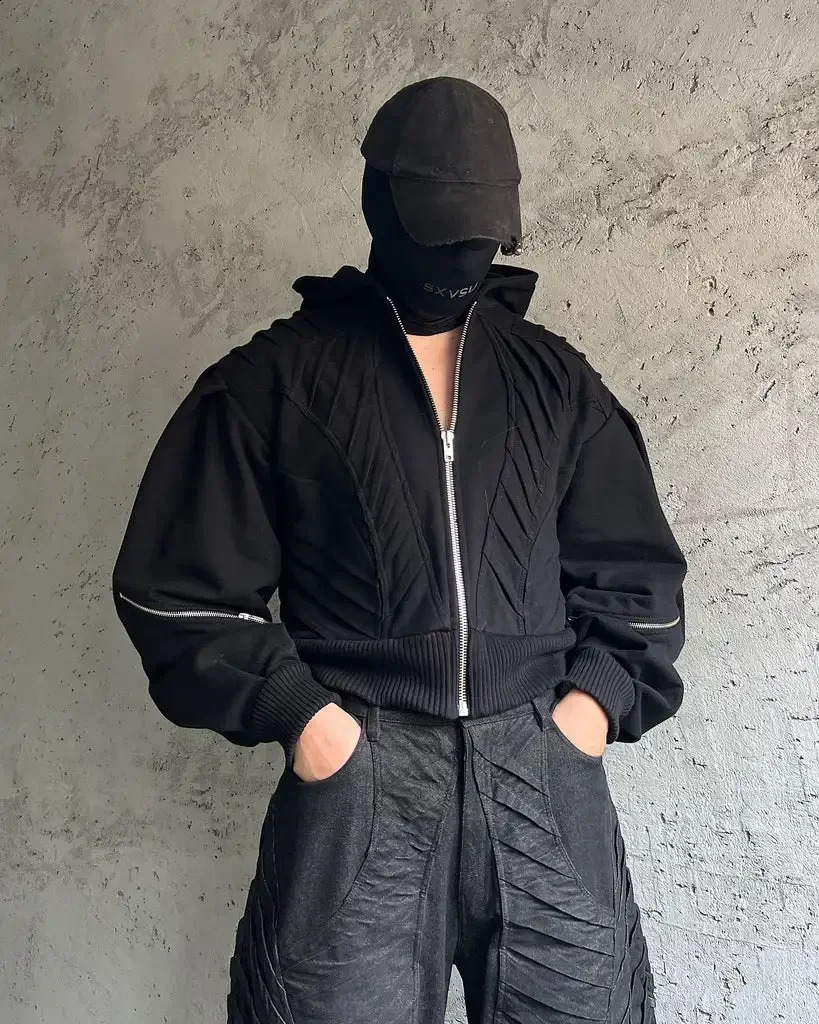 Dark Retro Hoodie Y2K Zip Jacket Rock Hip Hop Embroidered Zipper Long Sleeve Oversized Sweatshirt Men Women Clothes 250110