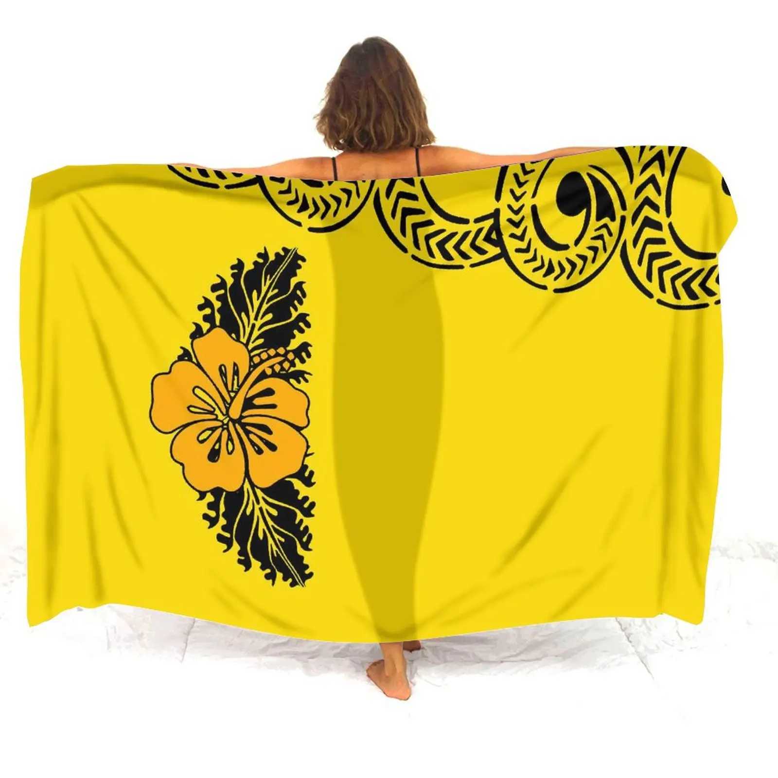 Traditional Polynesian Art Print Custom High Quty Fashion Sarong Seaside Style Womens Bikini One-Piece Imitation Tan Coat W250120