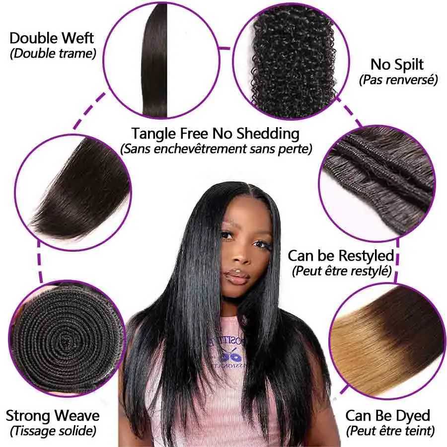 5X5 Lace Clo With 30 40 Inch Human Hair Bundles With Straight Brazilian Weave 3 Bundles With Clo Remy HairXJ250120