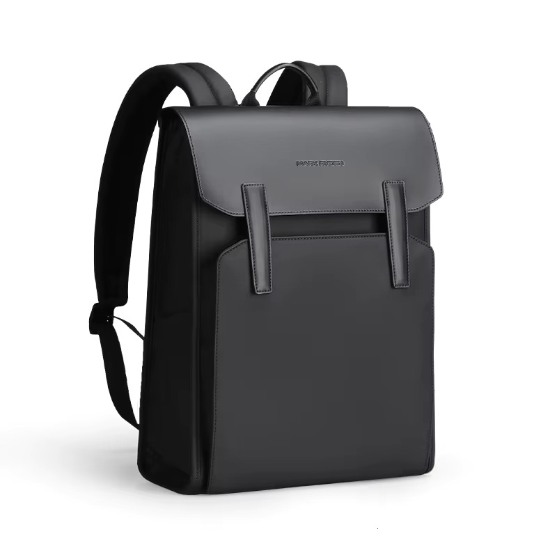 Classic Work Black Leather Backpack 15.6 Inch Laptop Waterproof Bag School Bags Business Bacbackpack For Men