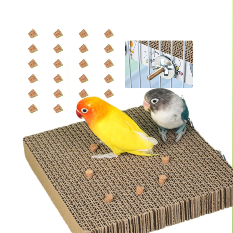 Bird Perch Stand Platform with Cardboard cork toy Parrot Chewing Toys Small Birds Paw Grinding Perch Bird Cage Accessory S/L 250121