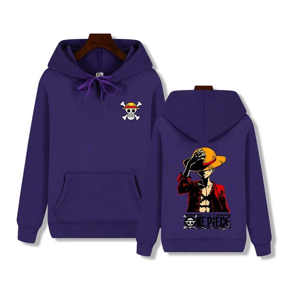 Mens high-end quality hoodie One Piece Luffy print autumn and winter thick warm basic simple jacketXJ2500118