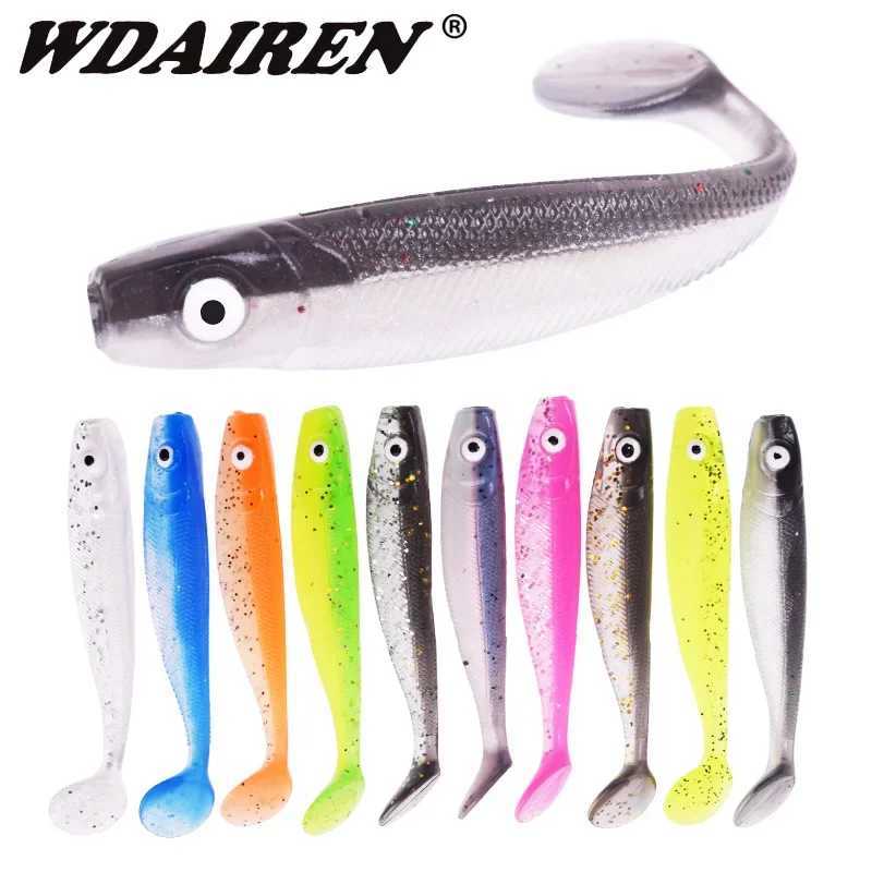 10 Pcs Jigging Wobblers Soft Baits 6.5cm 2g 3D Eyes Aritificial Silicone Bait Fishing Lure T Tail Bass Pike Pesca Fishing TackleXJ250122