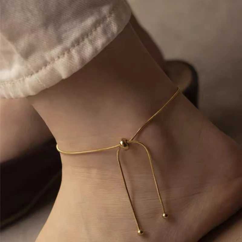 Concise Adjustable Stainl Steel Anklets for Women High Quality Design Gold Color Snake Chain Minimalist Anklet BraceletXJ250121