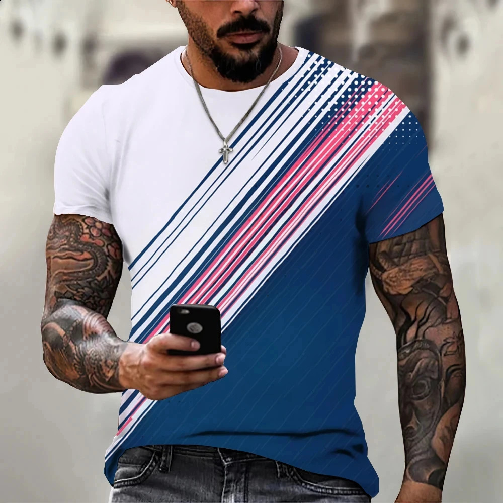 Mens Tshirt Trendy n Black And White Color Art 3D Printed Oversized Round Neck Tops Loose Casual Simple Style T Shirt 250120