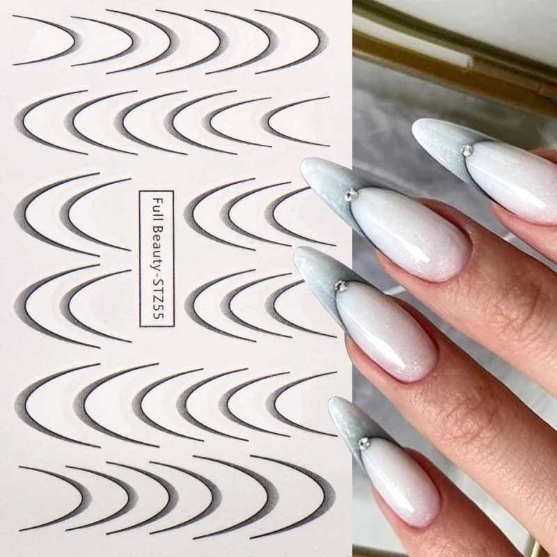 8pcs Gradient French Line Water Nail Stickers Set Colorful Stripe Ombre Designs Decals Guides for DIY Decoration Stencil ToolsXJ250120