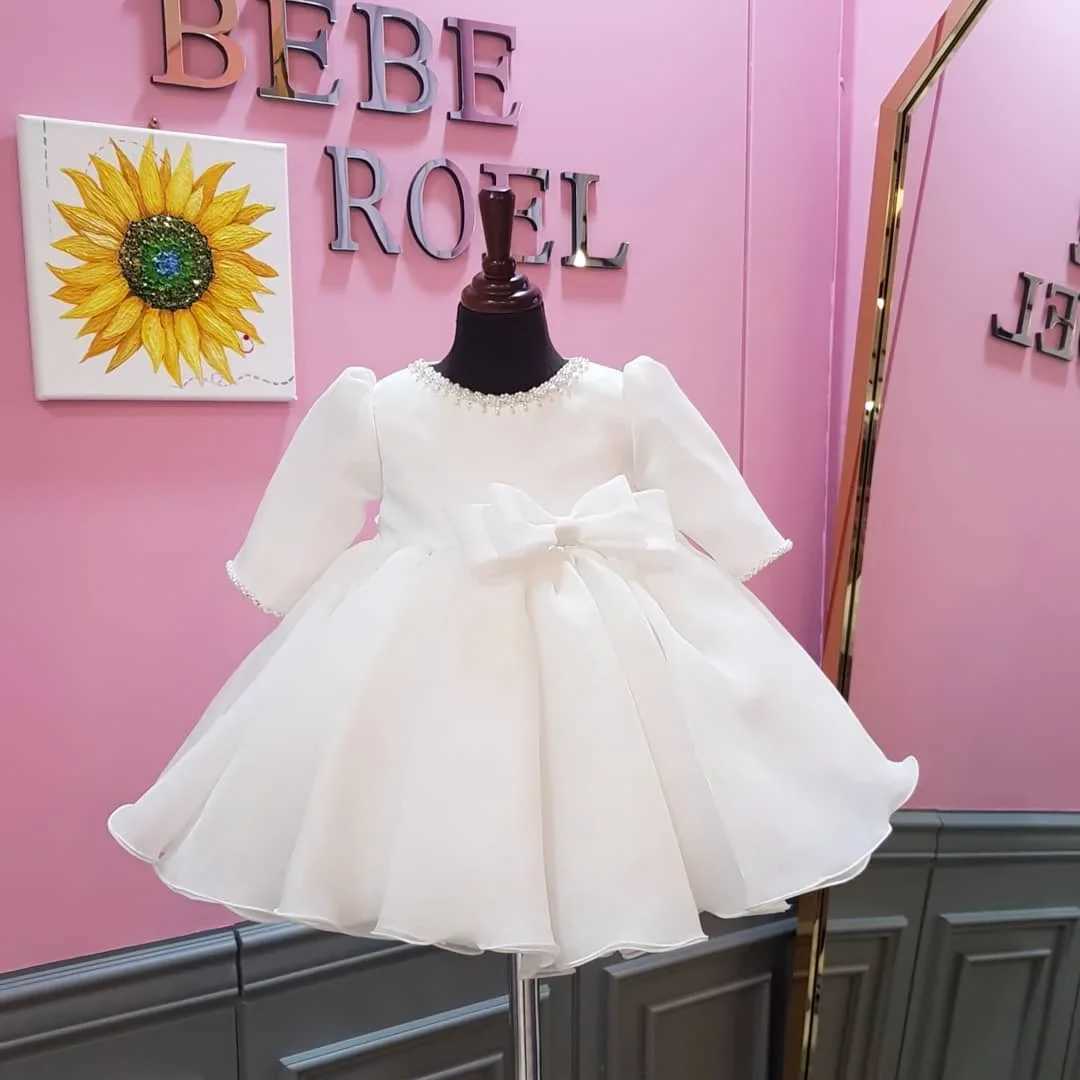 Long Sleeve Baby Girl Dresses Baptism Clothing 1 Year Birthday Party Toddler Christening Gown Infant Newborn Girl Pageant Dress X250203