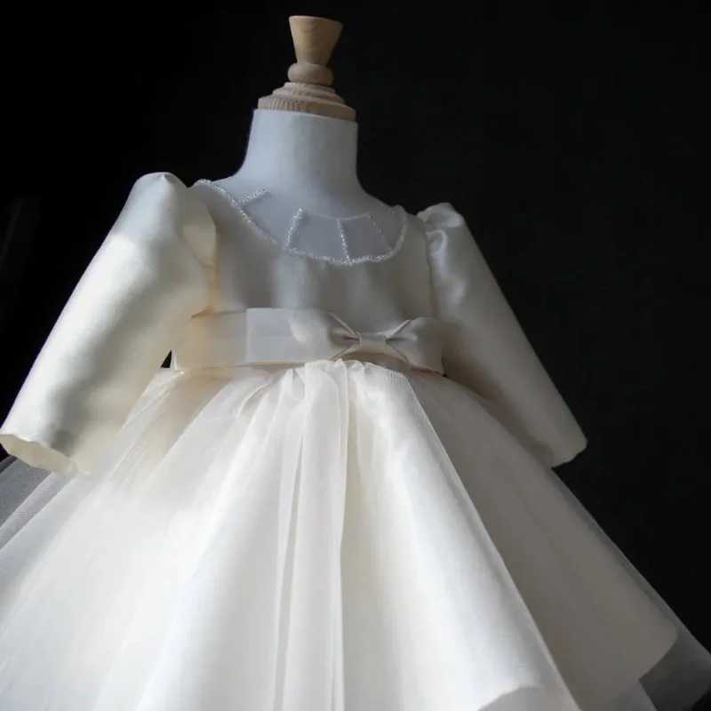 Girl Princess Dress Baby Christmas Dress Girl Childrens Bead Gauntlet Ball Dress First Birthday Childrens Evening Dress X250203