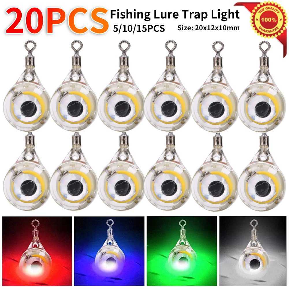 5-20PCS Mini Fishing Lure Light LED Deep Drop Underwater Eye Shape Fishing Squid Fishing Bait Luminous Lure for Attracting FishXJ250122