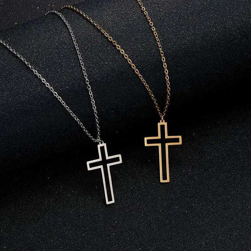 Fashion Cross Pendant Necklace For Women Men Trendy Style Metal Choker Clavicle Chain Party Statement Jewelry Female Gift CollarXJ250121