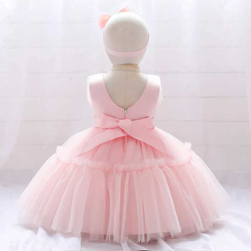 Summer Ceremony 1 Year Birthday Dress For Baby Girl Clothes Baptism Lace Princess Dress Girls Dresses Party Gown White Pink X250203