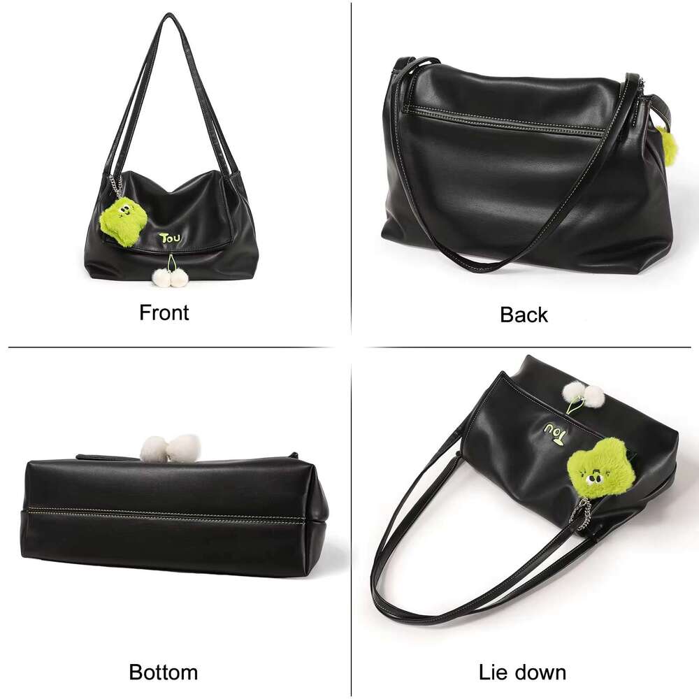 TOUTOU Tote Doll Pendent Large Capacity PU Leather Handbag Shoulder Women Bag Back To School Valentine's Day Gift